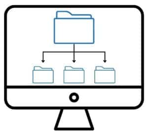 animation of a folder structure on a computer screen